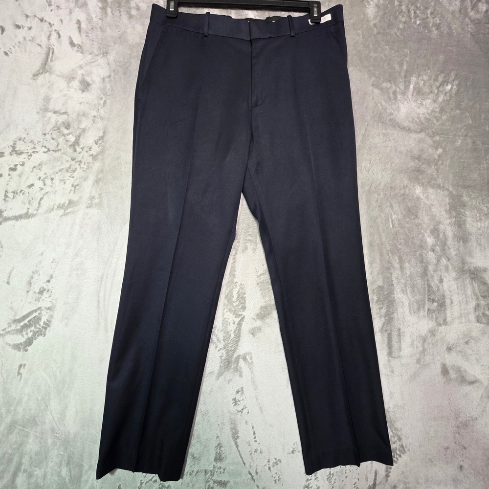 Perry Ellis Portfolio Mens Modern Fit Folio-Flex Dress Pants Navy Blue 33x32